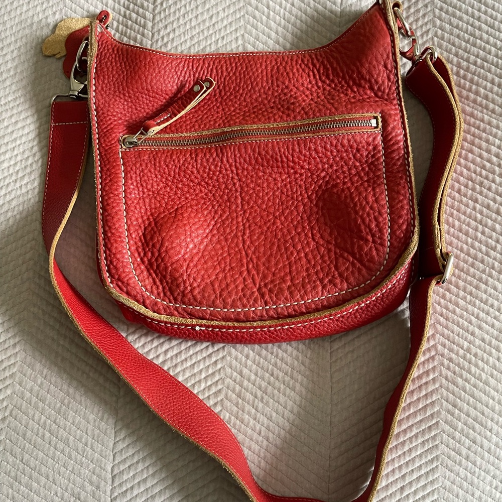 Roots Red Leather Crossbody Bag Villager Tribal